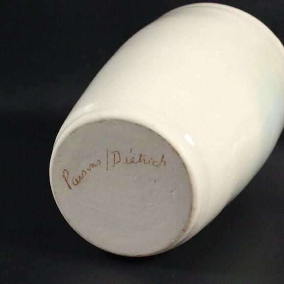 Spring Floral 7" Vase, Parsons Dietrich Pottery Lady Slipper Orchid Pastel - Picture 4 of 5